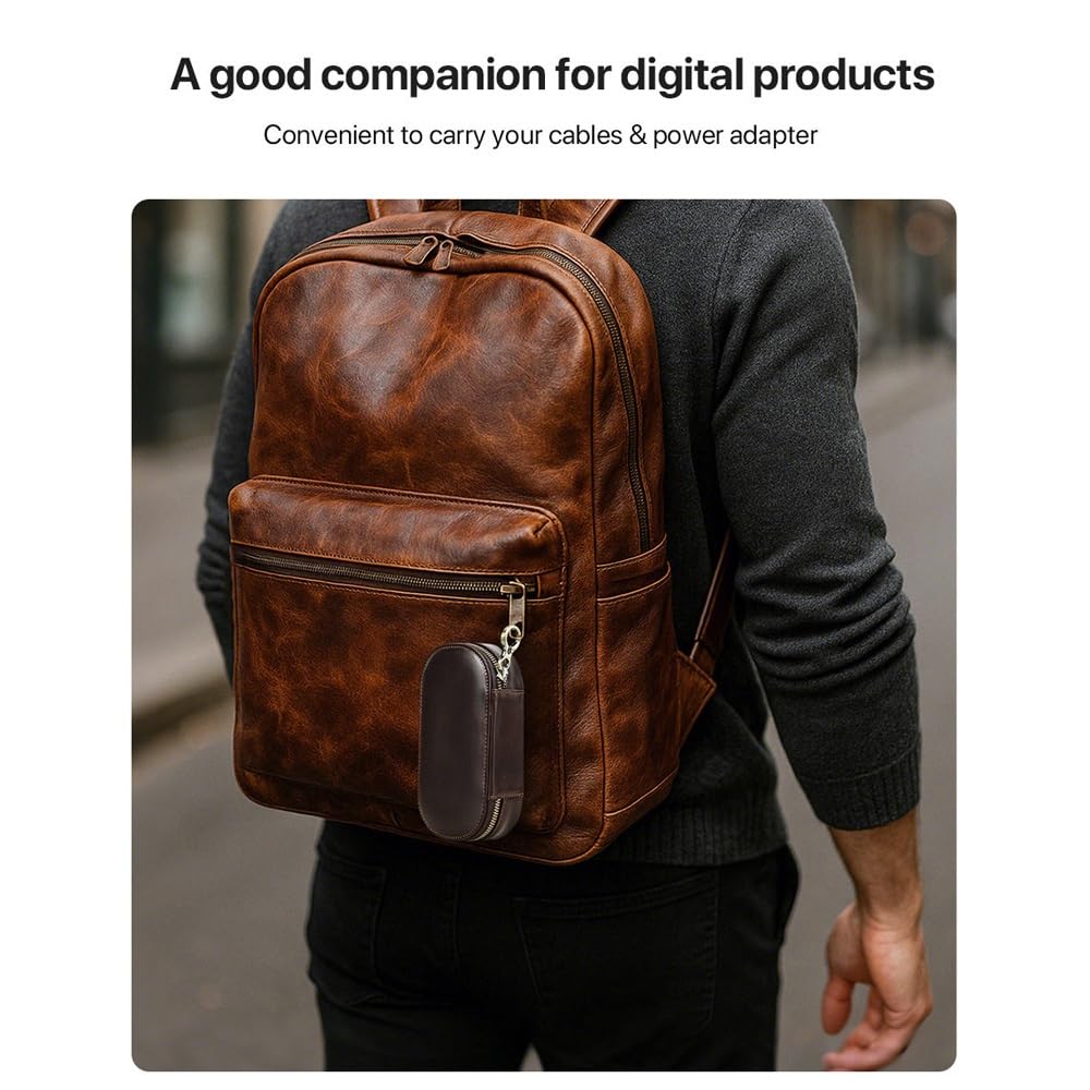 Estuche Organizador de Cables de Viaje de Cuero, Accesorios electrónicos, Bolsa de Transporte, Bolsa de Almacenamiento tecnológico for Cables, Banco de energía