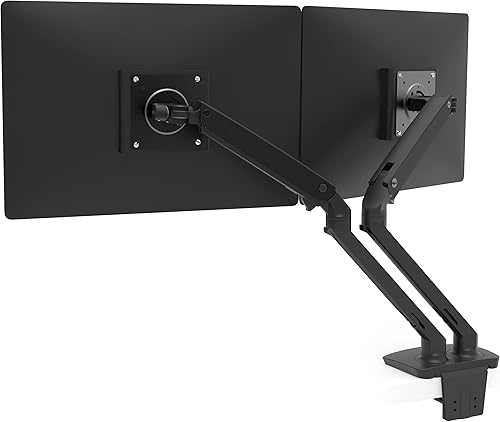 Ergotron Brazo de monitor dual MXV, soporte de escritorio VESA para 2 monitores de hasta 24 pulgadas, 7 a 20 libras cada uno, negro mate