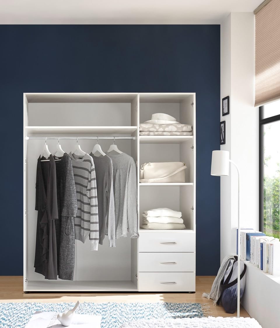 AVANTI TRENDSTORE Molise - Armadio con 3 ante a battente e 3 cassetti in legno laminato di colore bianco. Dimensioni ca. LAP 150,2x176,2x51,3cm