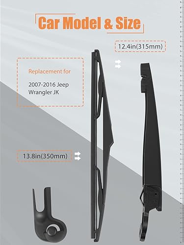 Miniatura 2 de Kit de limpiaparabrisas trasero, repuesto para Jeep Wrangler JK 2007-2018  Reemplazo del limpiaparabrisas trasero MIKKUPPA 68002490AB