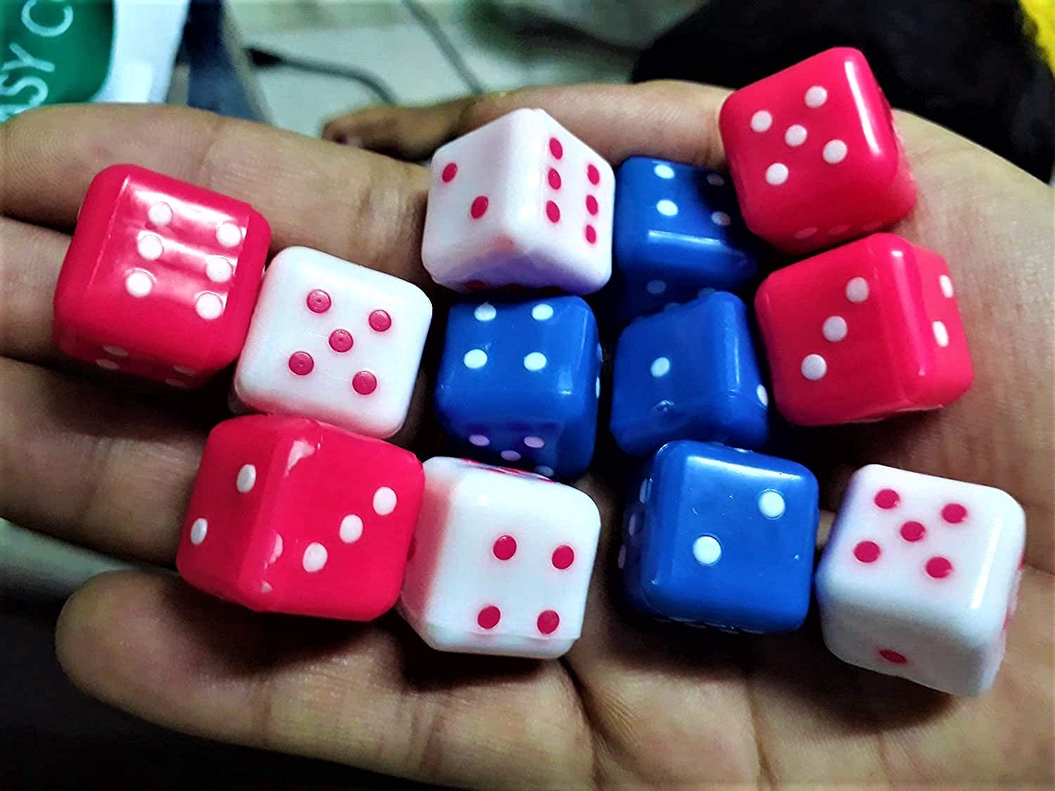 SSKR Pack of 12 Dices | 12 mm Size Multi Color Dice or Die for Playing Ludo Board Games and Poker Chip Set Games