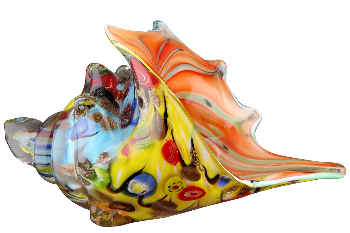 GILDE Glass Art Decorative Glass Shell – Multicoloured – Height 21 cm x Width 21 cm – Table Decoration