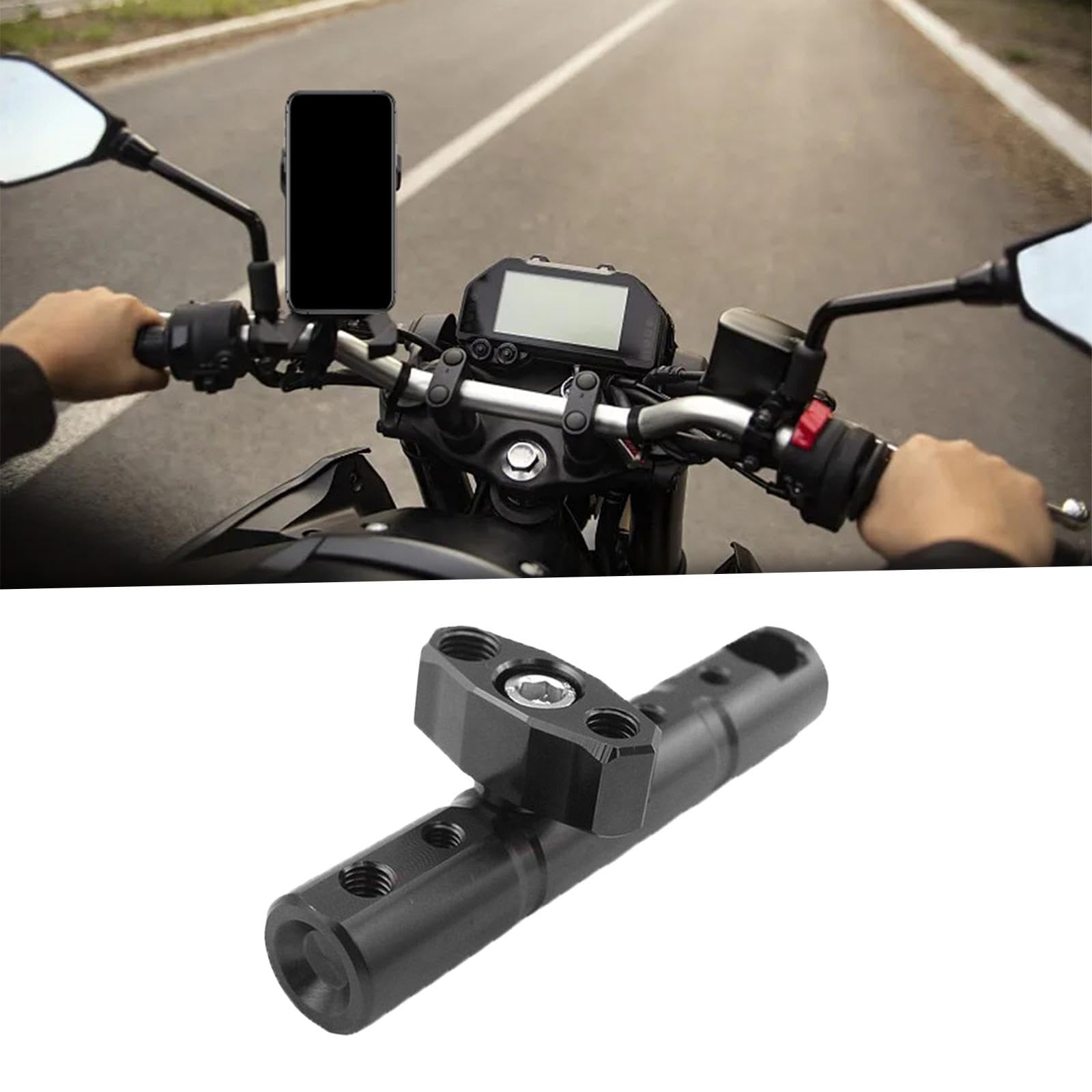 Motoforti Universal Handlebar Clamp Mount - Adjustable 17-42mm For Motorcycle Mirrors & Lights