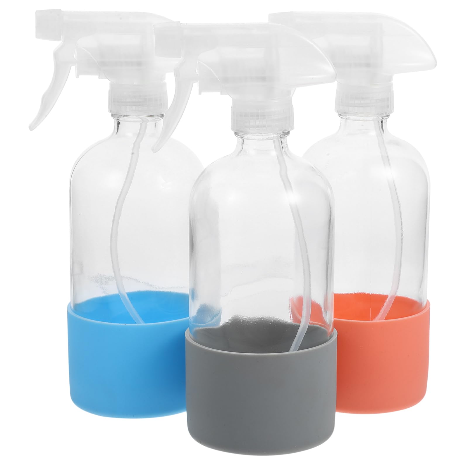 3 Stück Teiliges Leere Glas sprühflaschen mit Rutschfesten Silikonboden Auslaufsicher Feiner Sprühnebel Wiederbefüllbar für Blumenvasen und Haushaltsanwendungen