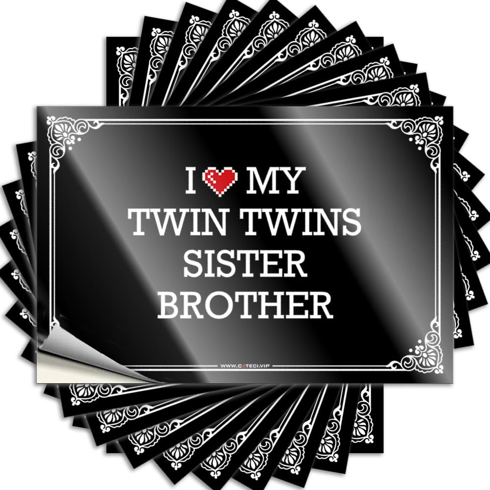 Tattoos Decor for Bedroom Custom Stickers, Door Waterproof I Love My Twin Twins Sister Brother for Hydro Flask | Sweet Vinyl Decals for Tiki Holiday Gift(8X12CM)