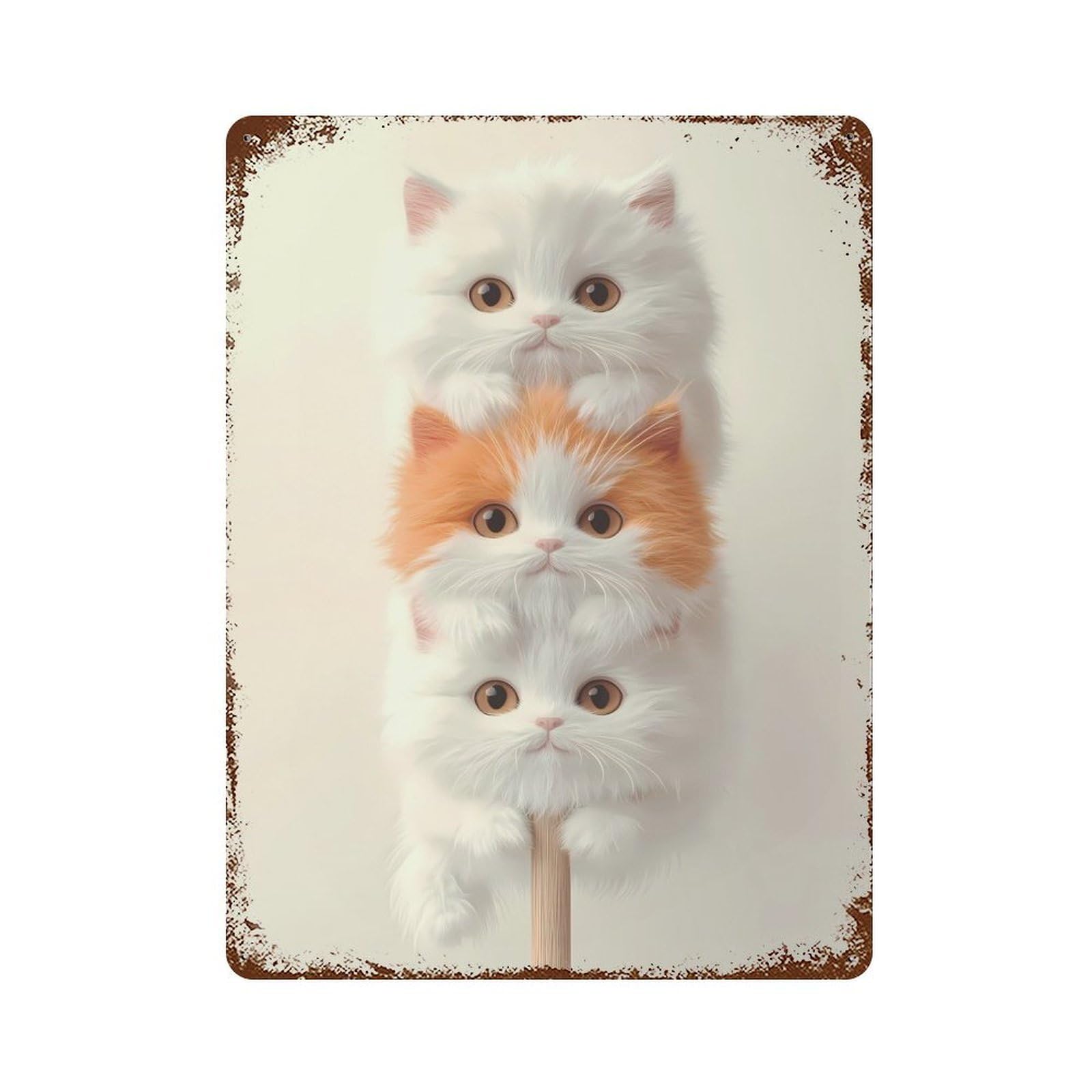 Cute Kitten Stack 15.7"x11.8" Decorative Tin Sign, Retro Wall Decor for Garage, Bar And Workshop Decor