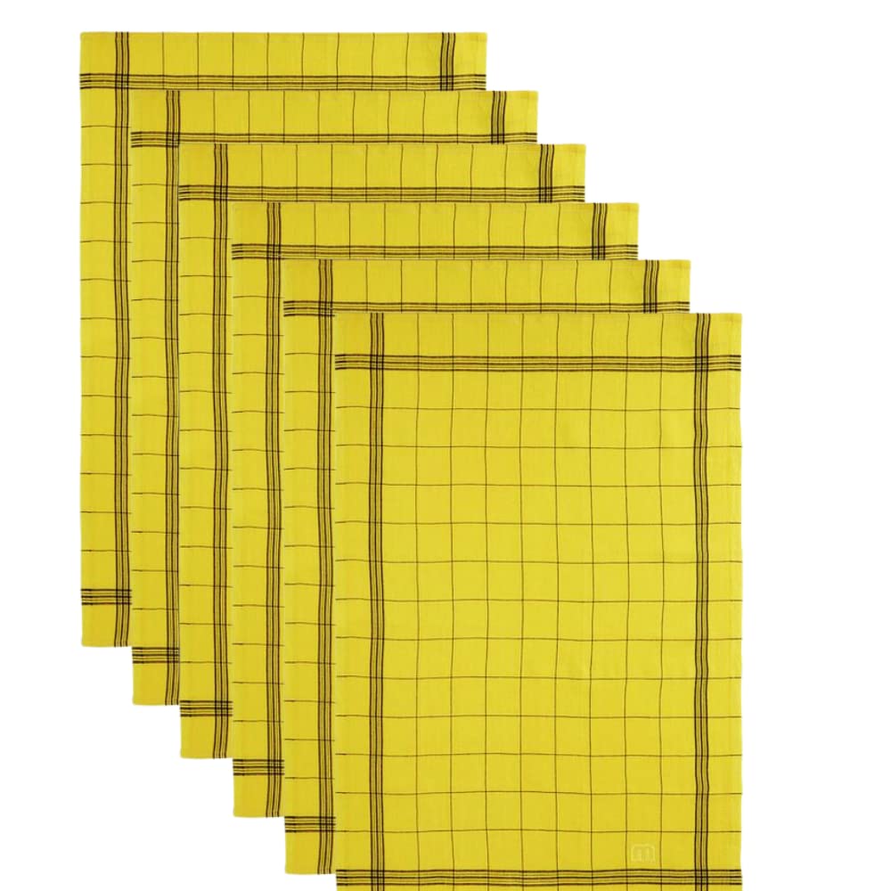Moutty Lot de 6 torchons de Cuisine 100% Lin - Qualité Premium - Absorbants, résistants, à séchage Rapide et lavables en Machine