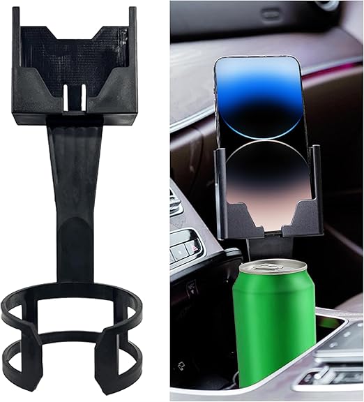 Lecctso 2-in-1 Car Cup Holder Phone Mount, Car Phone Mount with Car Cup Holder Fits Any Smartphones and Most Bottles, Car Interior Accessories Universal for Car, SUV, Truck