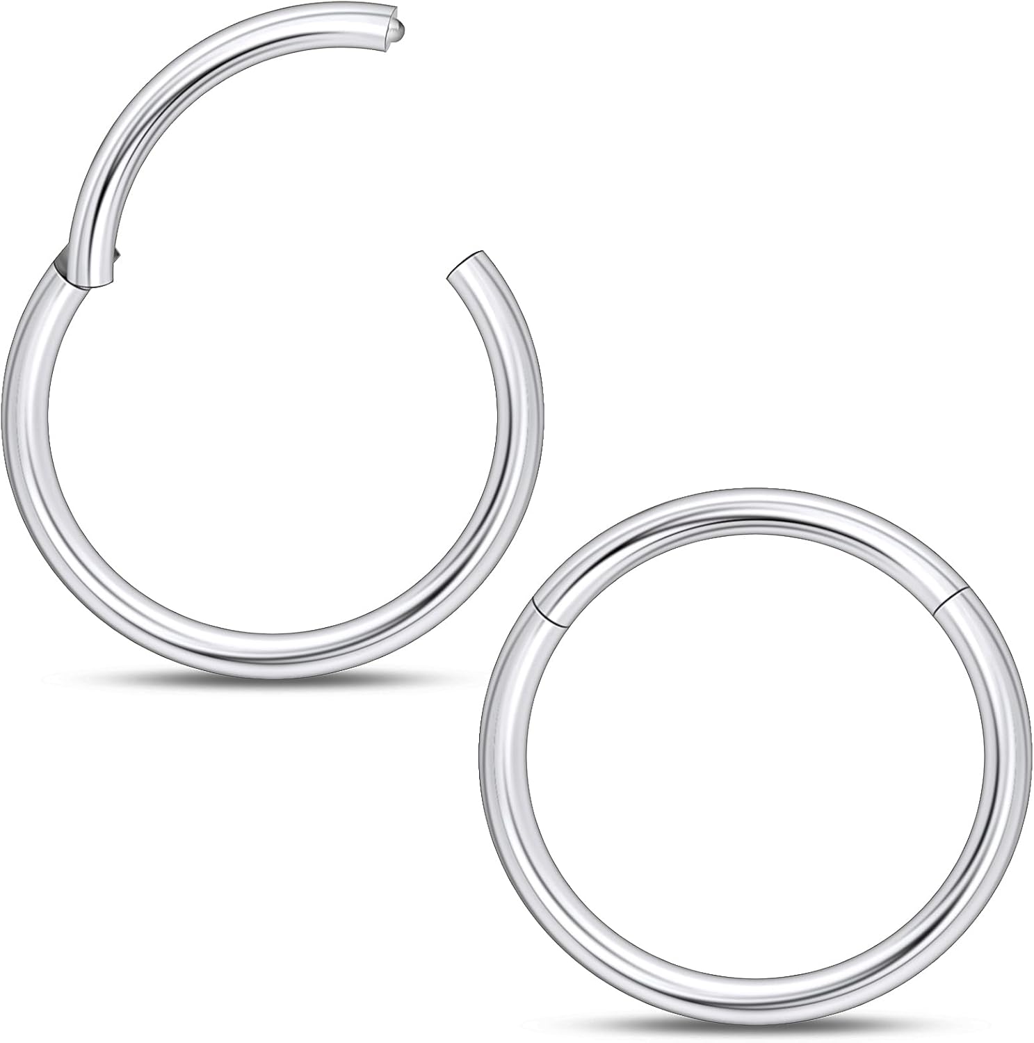 20G-2G ASTM F136 Titanium Septum Nose Rings Hoops Hinged Clicker Segment Septum Lip Nipple Ring Cartilage Tragus Helix Sleeper Earrings Piercing Jewelry for Women Men 6mm-19mm