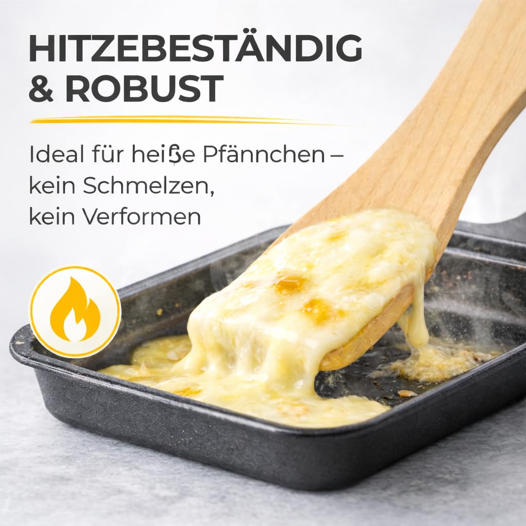 Satz von 10 Raclette-Schälchen und 10 Holzspateln für Pfännchen, Raclette- Spatel SOS ACCESSOIRE, SEB, TEFAL AS306001, AS306003