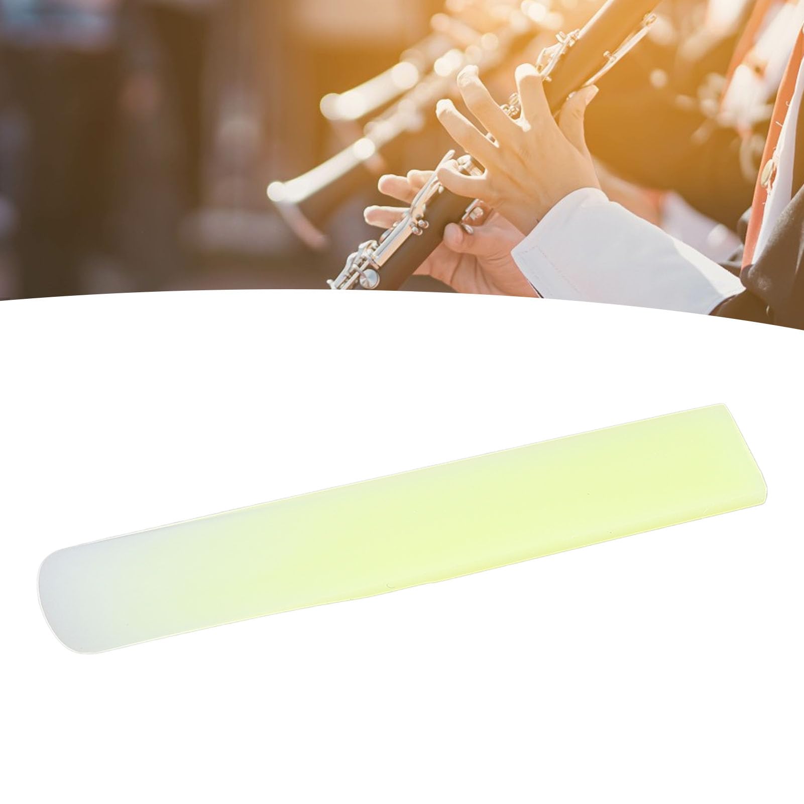 5 Stück Klarinettenblätter, Bb-Klarinettenharzblätter, Traditionelle Stärke, 2,5 Blätter, Dünnere Blätterspitze für Übung und Leistung (YELLOW)