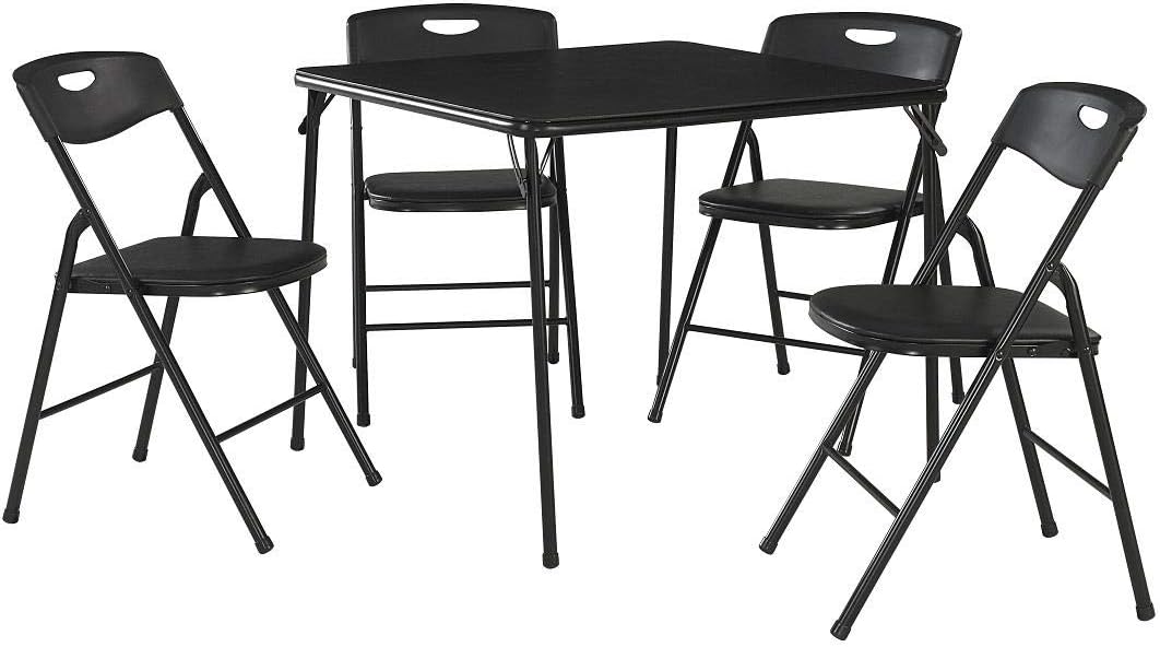 XL Series Vinyl Folding Card Table and Chair Set (5pc) Comfortable Padded