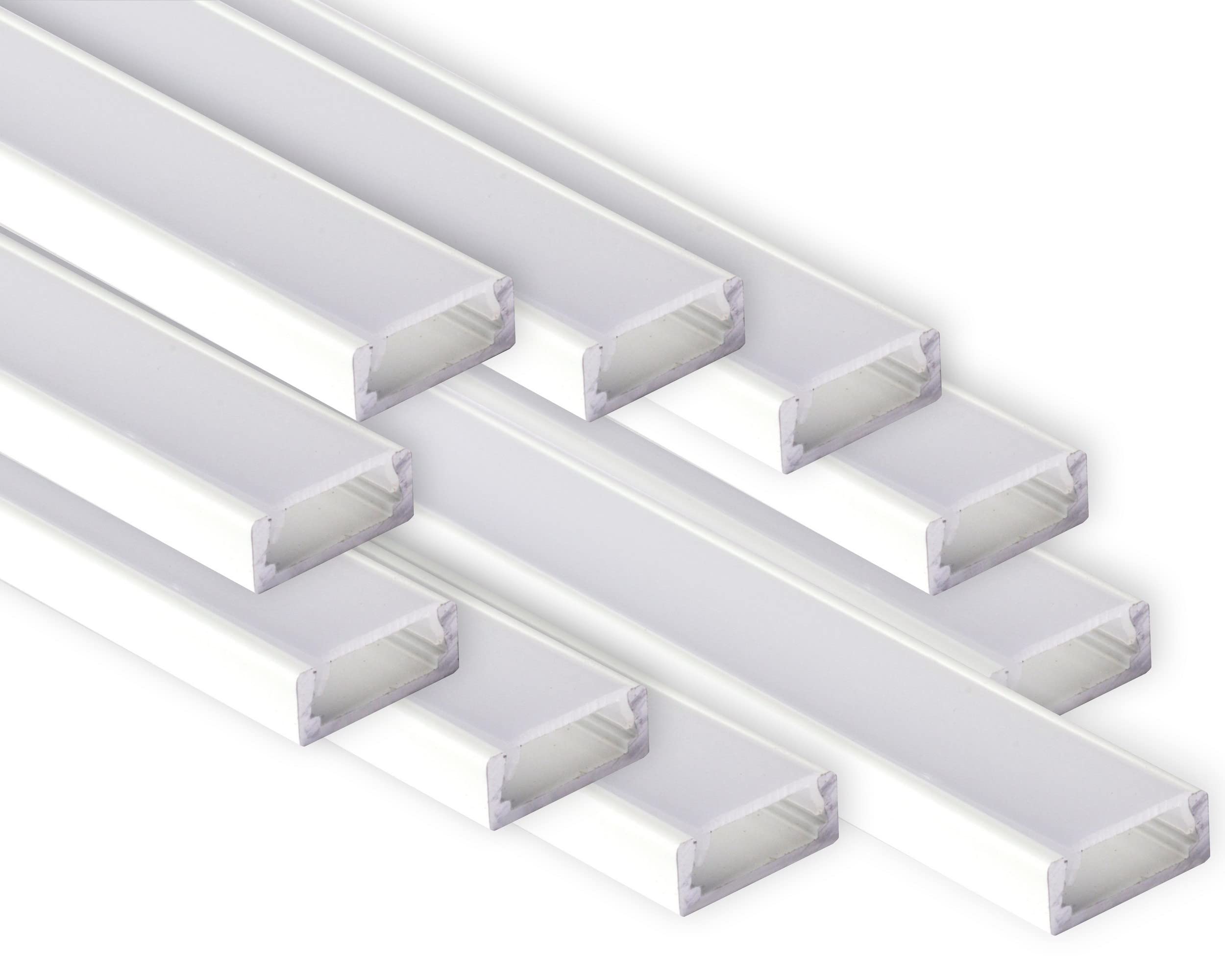 AFTERTECH Aluminiumprofil Für LED-Streifen – 10 X 2 M (20 M), Weiß, Mit Abdeckung, Für Streifen Bis 10 Mm Breite