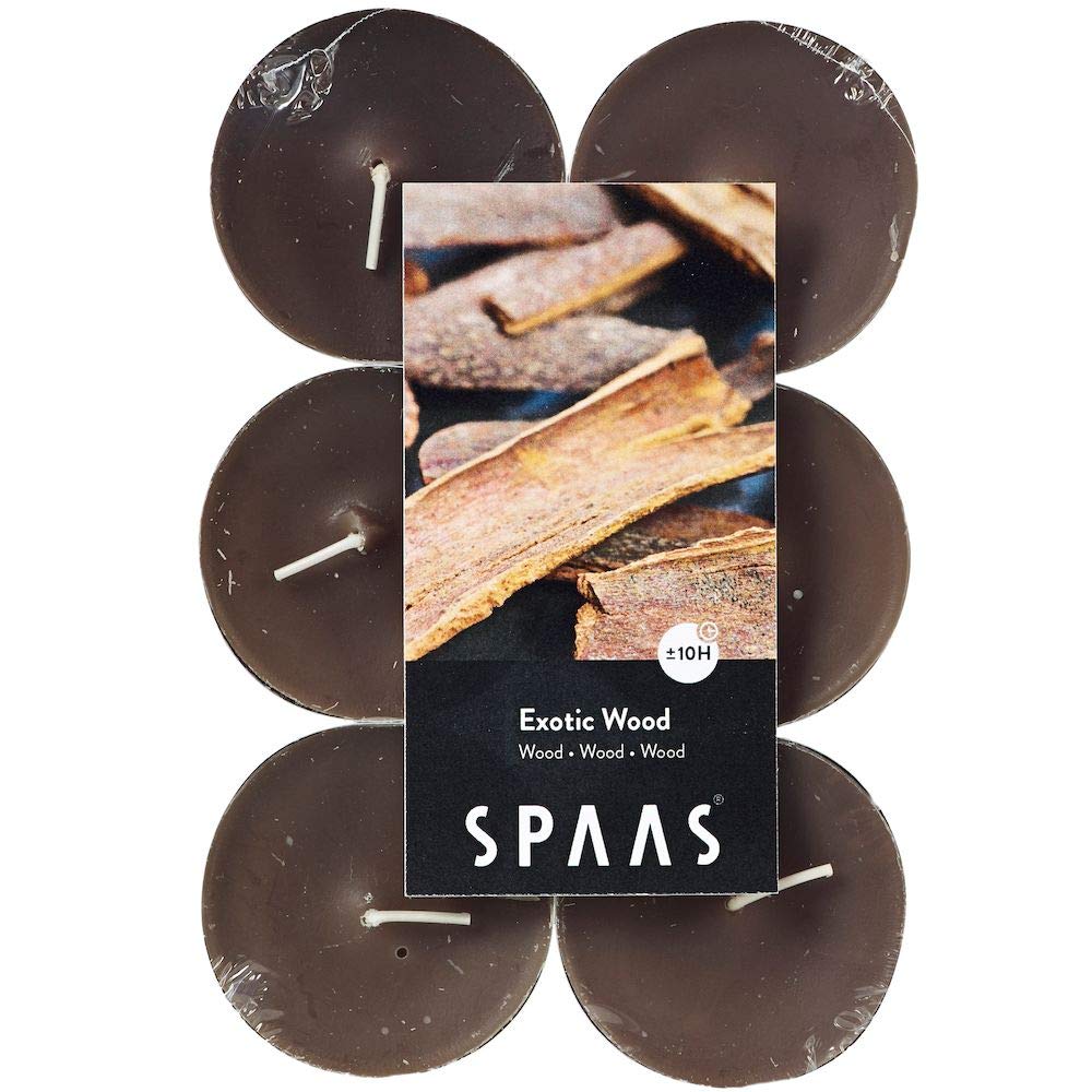 Spaas12 Scented Maxi Tealights, 10 Hours, Exotic Wood