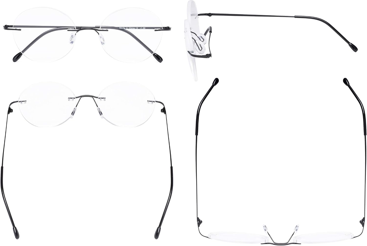 Eyekepper Frameless Reading Glasses Women - Round Rimless Readers Men Black +1.50 - Image 3