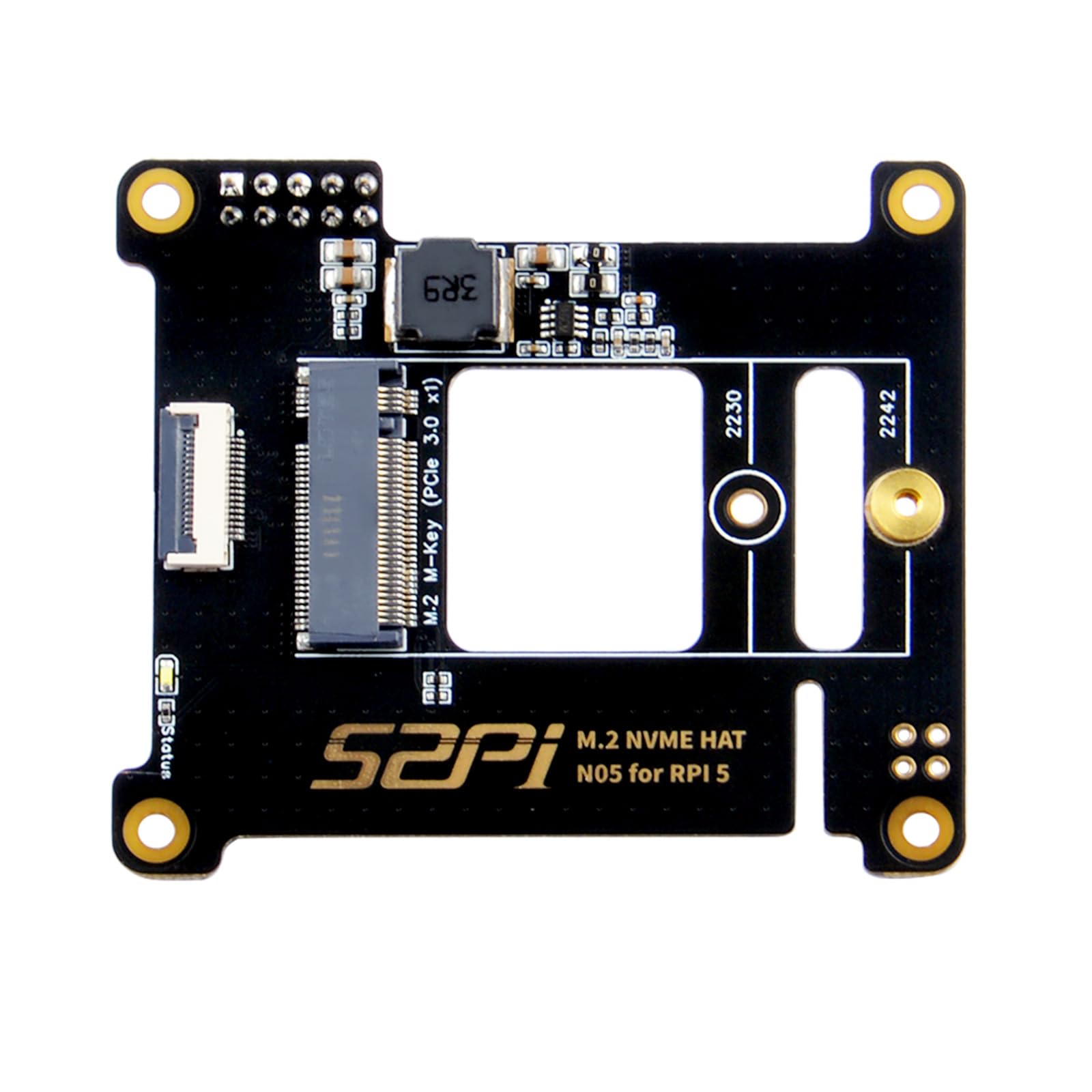 GeeekPi N05 M.2 M-Key NVMe Hat para Raspberry Pi 5, M.2 2242 PCIe a NVMe SSD Shield Pip PCIe Placa periférica Superior para Raspberry Pi 5 4GB/8GB (SSD y Placa Pi5 no están Incluidas)