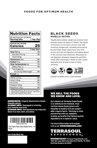 Miniatura 2 de Terrasoul Superfoods Semillas orgánicas de comino negro Nigella Sativa 1 libra - Salud digestiva  Inmunidad