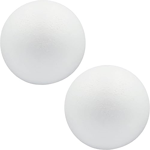 DNB - Bolas de espuma de 6 pulgadas, 2 unidades, bolas redondas de poliestireno blanco liso de 6 pulgadas, suministros para manualidades