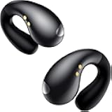 Ultra Ergonomic Clip-On Open Earbuds, Bone Conduction Over-The-Ear Headphones with Waterproof Design and Secure Fit for Small Ears, Obsidian Black