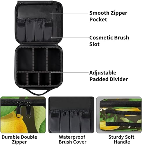 Miniatura 4 de Bolsa de maquillaje de viaje para mujer, grande, cuadrada, portátil, profesional, de tren de coqueta, estuche para cosméticos con asa, deliciosos