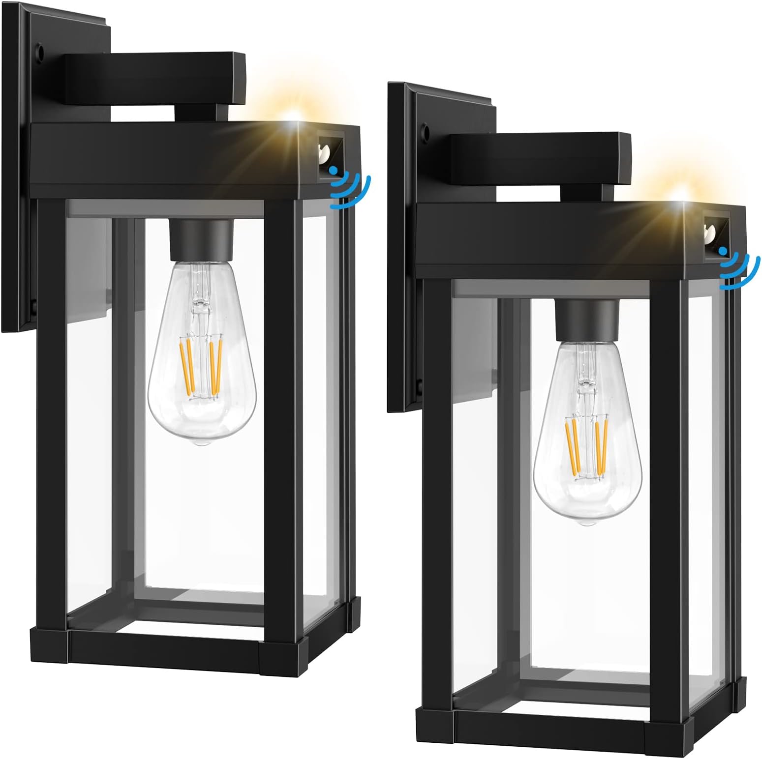 Solar Wall Lights Outdoor Dusk to Dawn Porch Lighting, Exterior Light Fixtures Wall Mount Waterproof Solar Wall Lantern with Motion Sensor, Outside Wall Sconce for House, Garage, Front Door, 2Pack