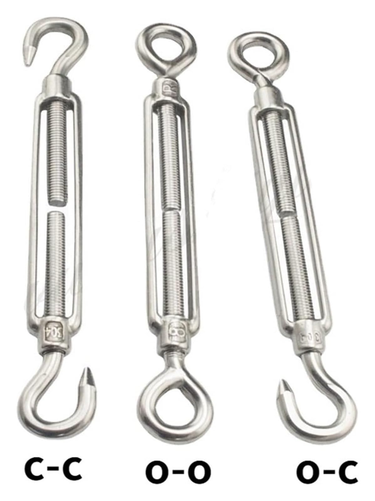 Gancho de ajuste para cadenas, Tensor de acero inoxidable, ganchos for aparejos, tensión cuerda alambre, 1 ud(Oo Type,M10)