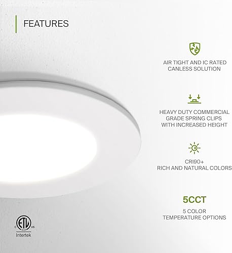 Miniatura 3 de ASD Luz empotrable con clasificación de fuego de 4 pulgadas, 5 colores 2700 K3000 K3500 K4000 K5000 K, 840 lúmenes, clasificación de fuego de 2