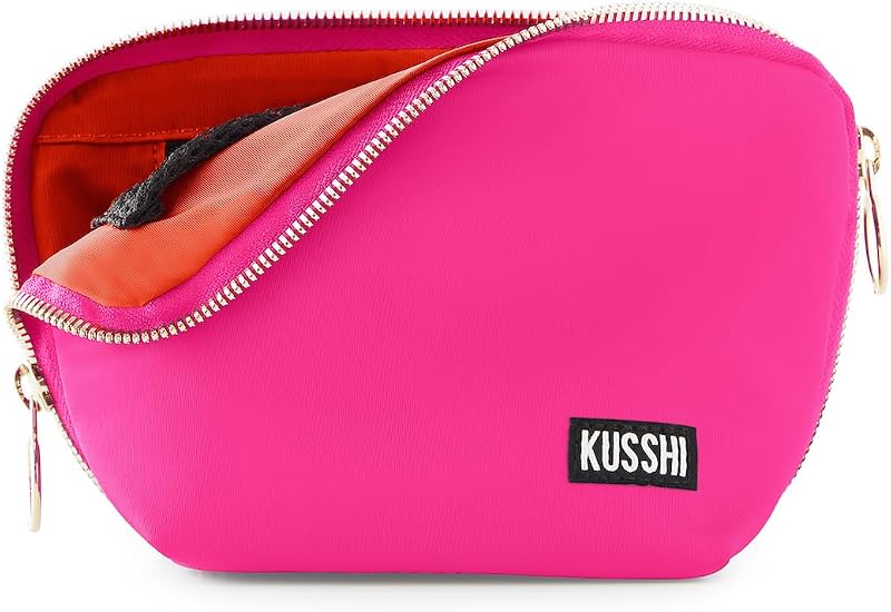 Necessaire de maquiagem KUSSHI lavável para viagem Bubble Gum Pink/Orange