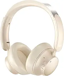 Basike Fones de Ouvido Bluetooth com Cancelamento de Ruído, Headphone ANC Adaptáveis, Conexão Dupla, Dobráveis, 50h de Reprodução (Branco)