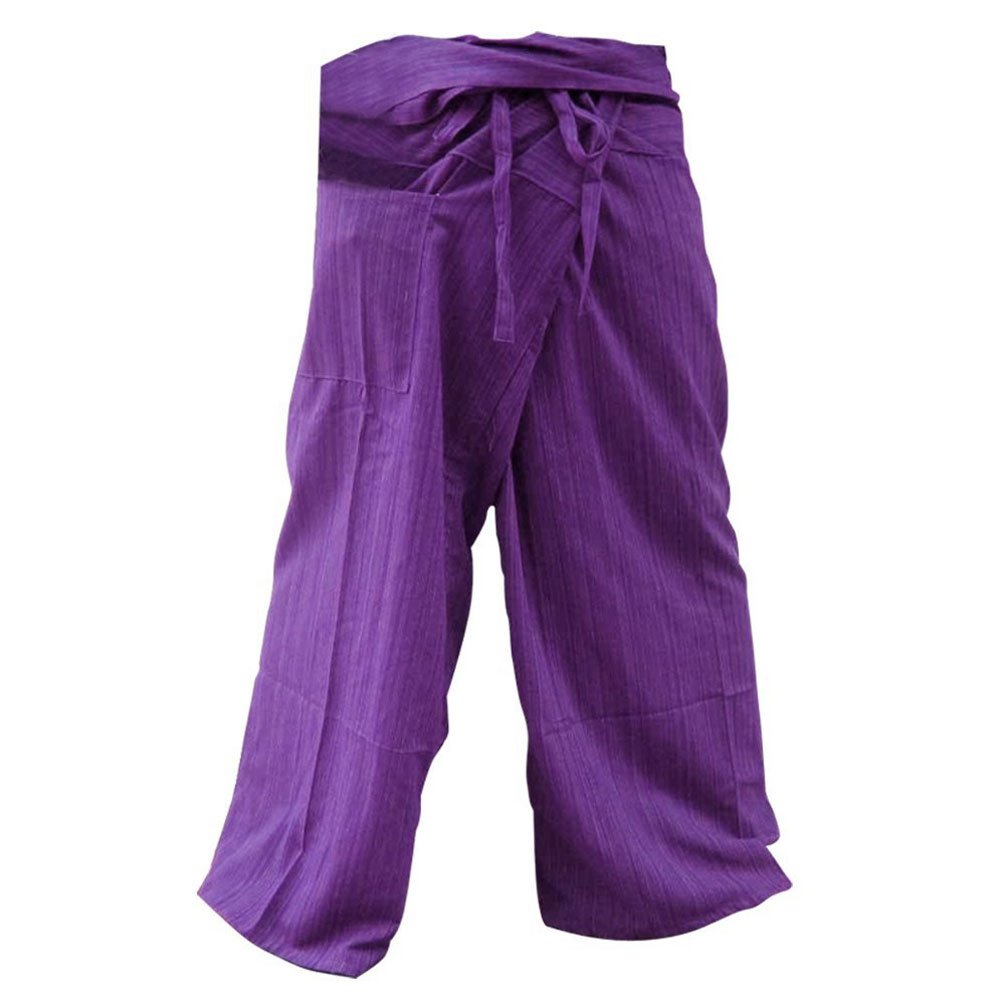 1 Tone Thai Fisherman Pants Yoga Trousers Free Size Cotton Purple
