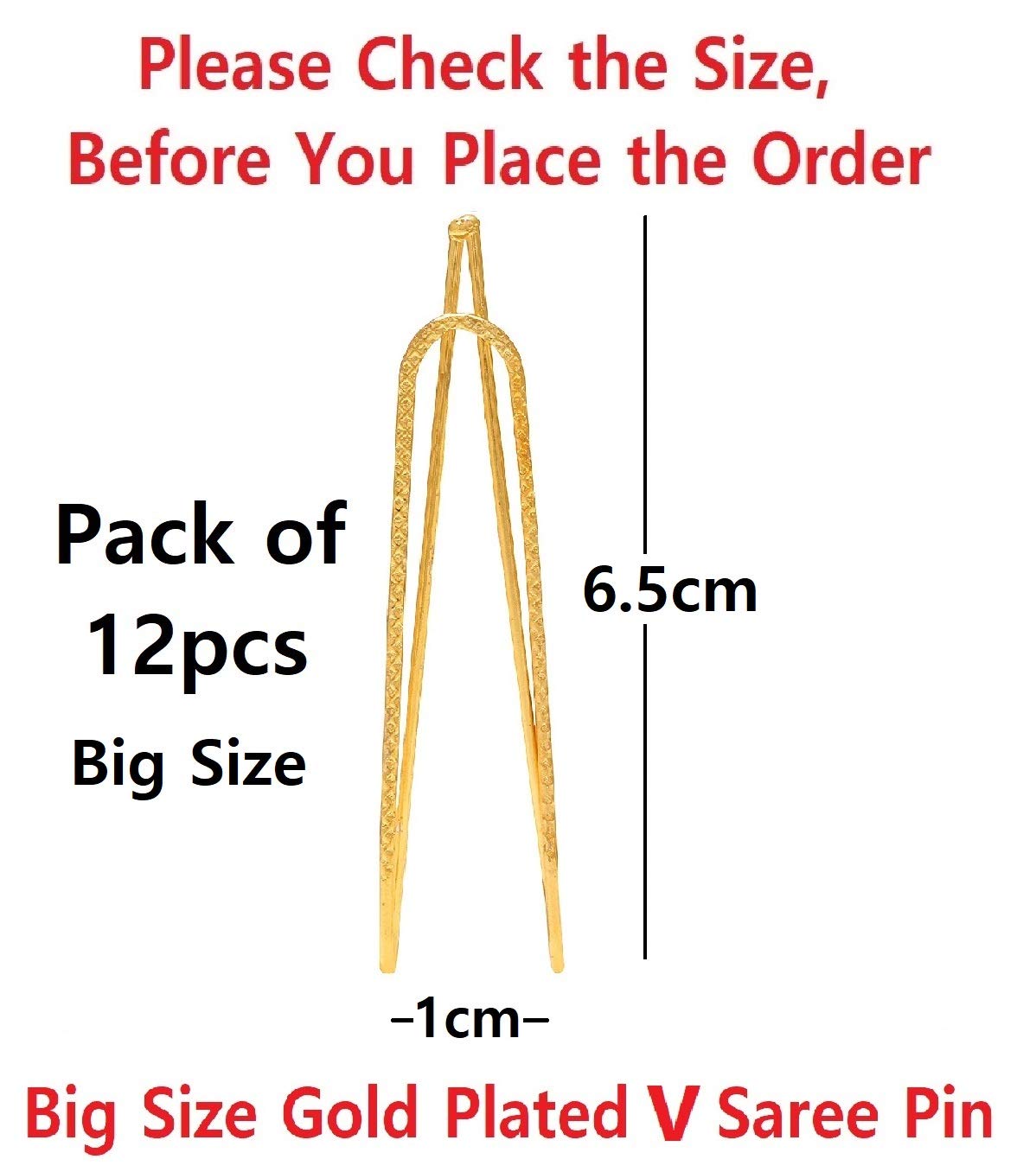 VAMA FASHIONS Gold Plated Brooches Clip Anti Tarnish U Safety Saree Hijab Heavy Sari Pins Saree Dupatta Pallu Pleats Sewing Fancy Sarees Pin for Girls & Women