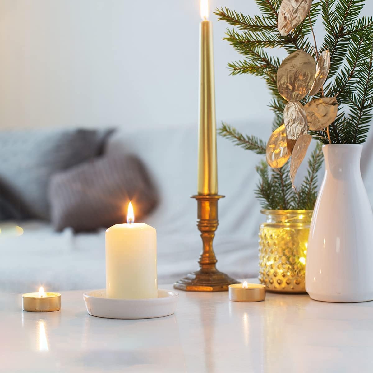 12 Pack Ivory 2x3 Inch Pillar Candles, 22 Hours Unscented Column Candles, Dripless Smokeless Unscented Candles for Home Weddings Restaurant Spa Church and Emergency : Home & Kitchen