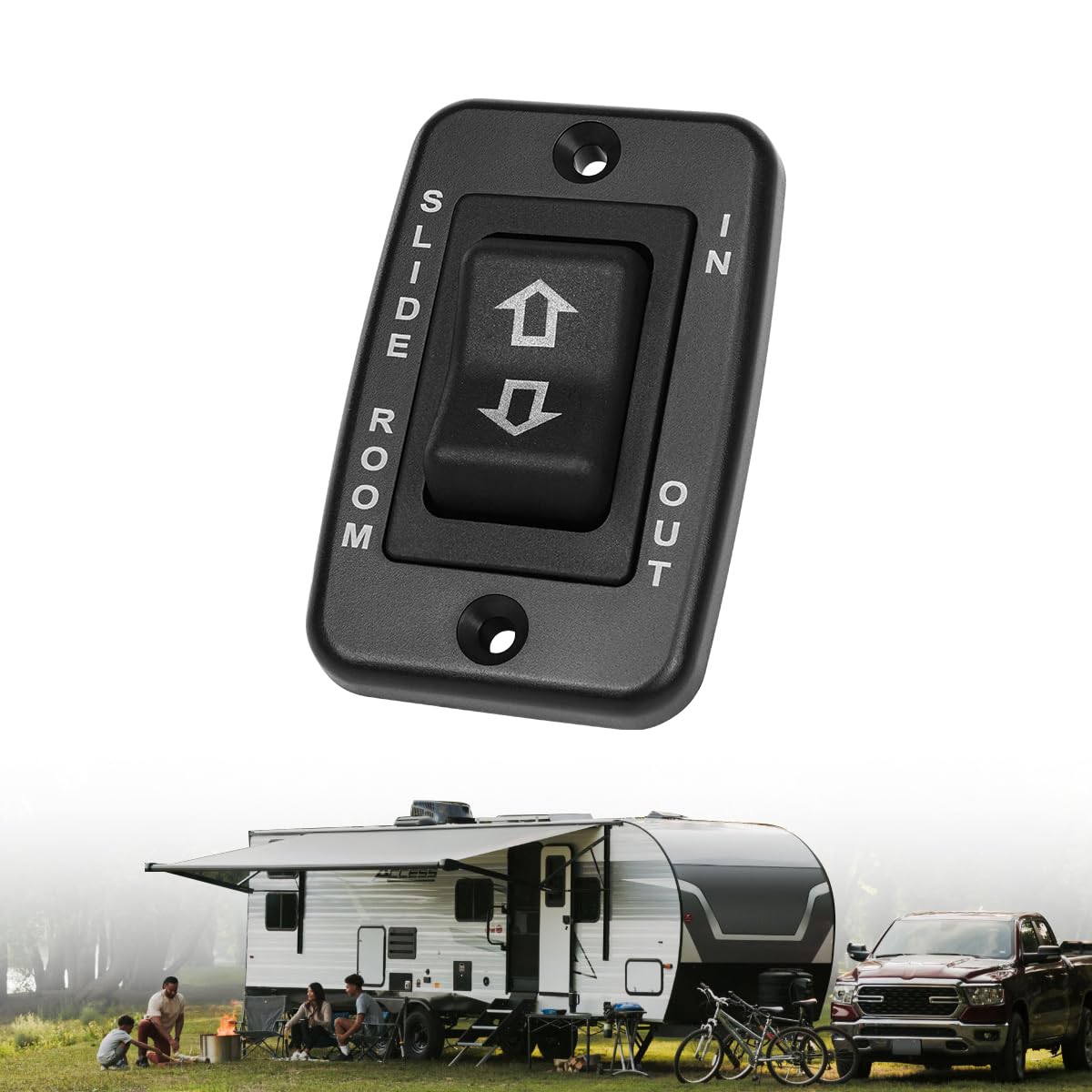 S141 Slide in Slide Out Rocker Switch Contoured Switch Fits Motor Switching/Reversing Applications with Slide Room Label Bezel 5 Pin 40 Amp Peak 20
