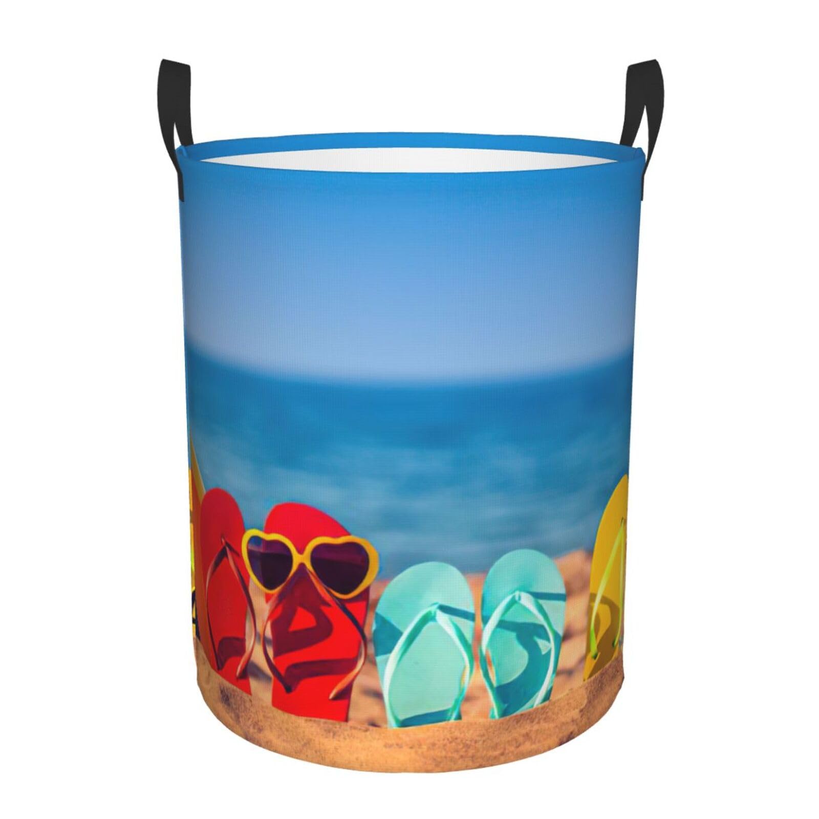 Panier à linge haut avec imprimé plage pour le rangement de couvertures de chambre