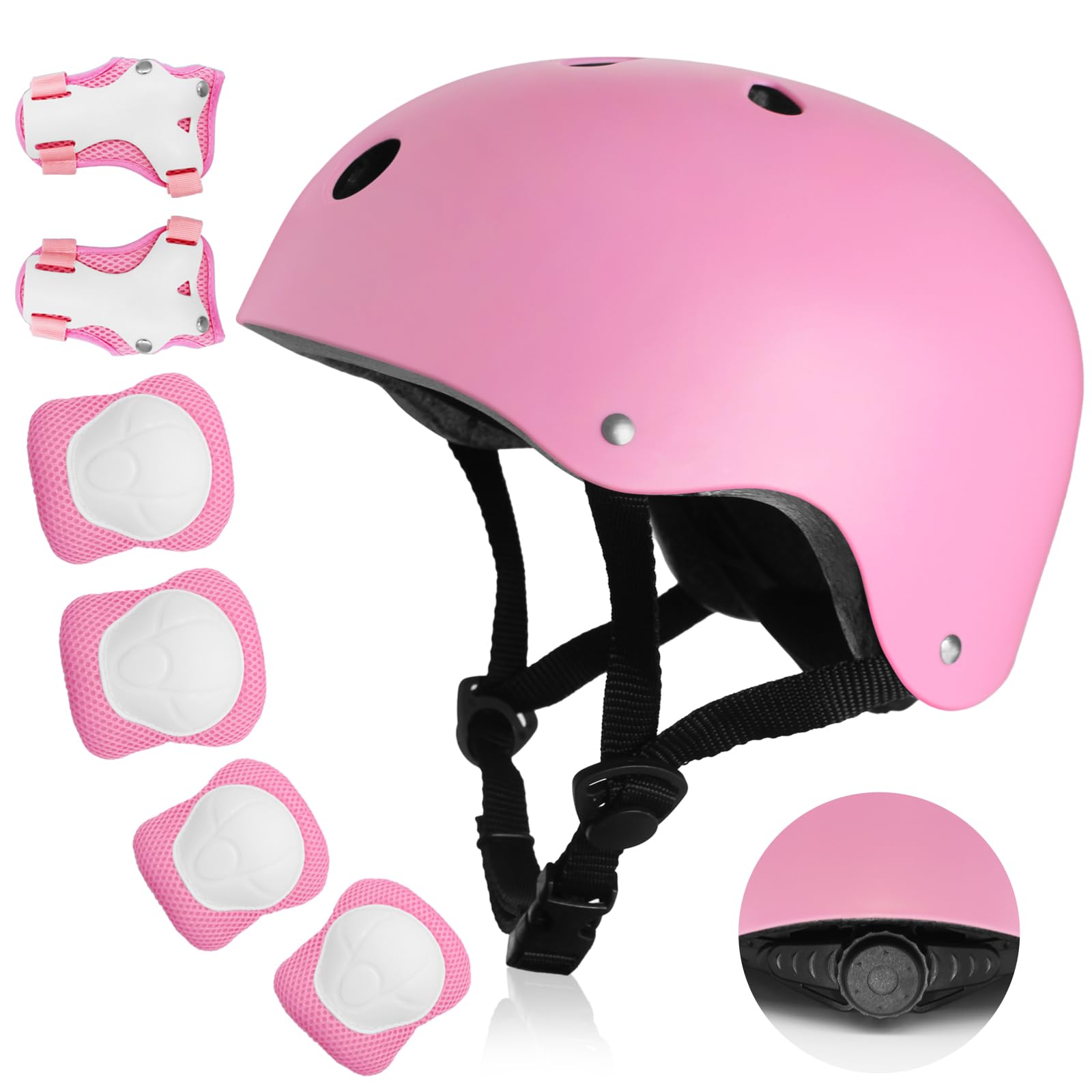 Kids Bike Helmet, Toddler Helmet for Kids Ages 3-5-8, Skateboard Helmet with Knee Elbow Wrist Pads for Boys Girls, Adjustable Protective Gear Set for