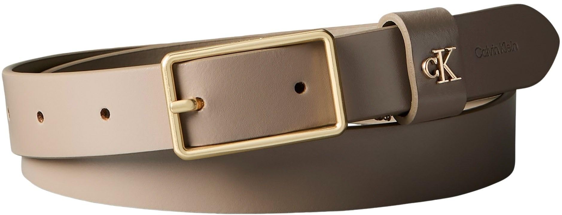 Calvin Klein Women's SQUARE BUCKLE CK LOOP 25MM BELT LV04F7050G Belts, BROWN (Desert Taupe), 80