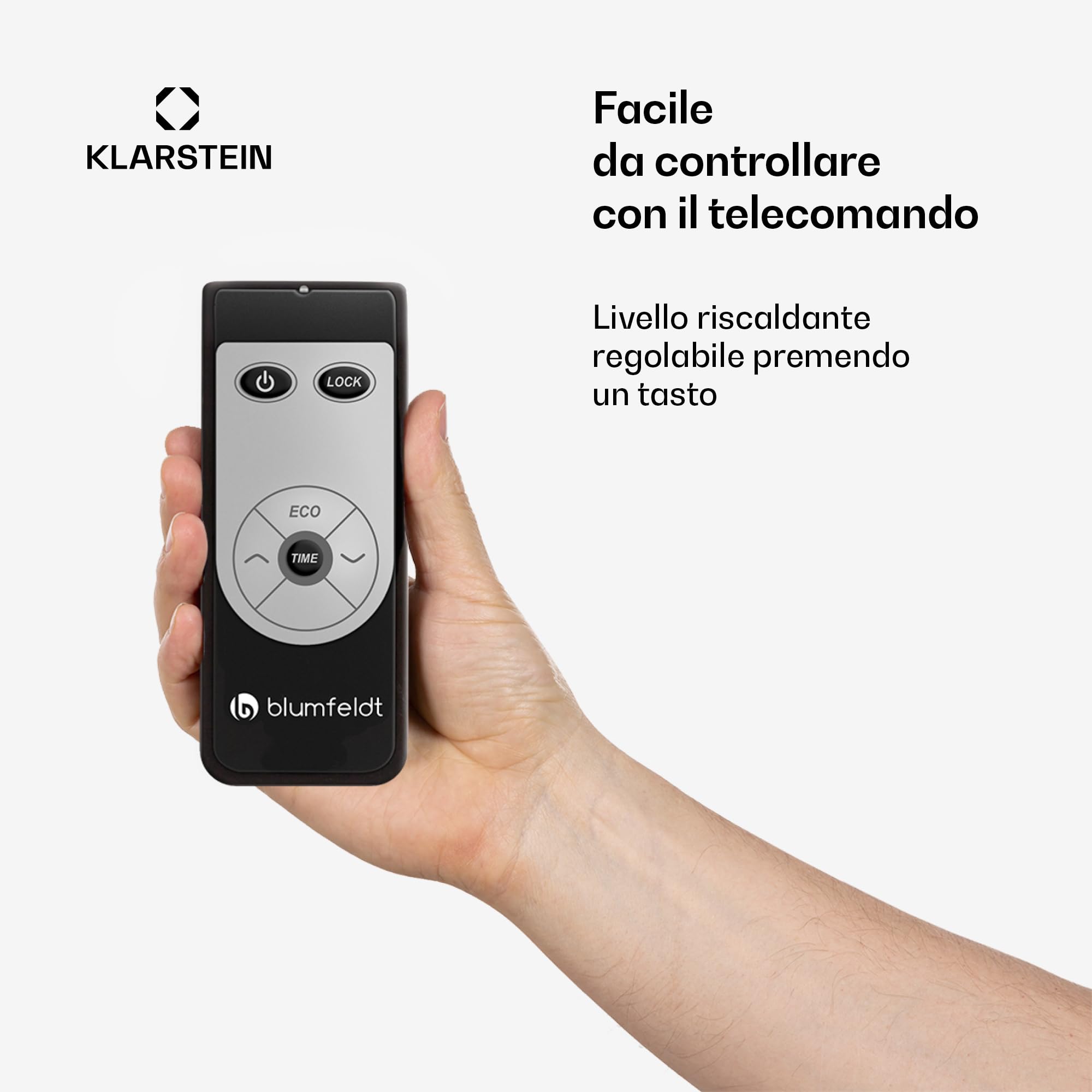 Blumfeldt Stufa Elettrica Basso Consumo, Colonnina Elettrica da Giardino 2400W, Termosifone Elettrico, Pannello Radiante Infrarossi con Telecomando Display LED, IP44, No CO2