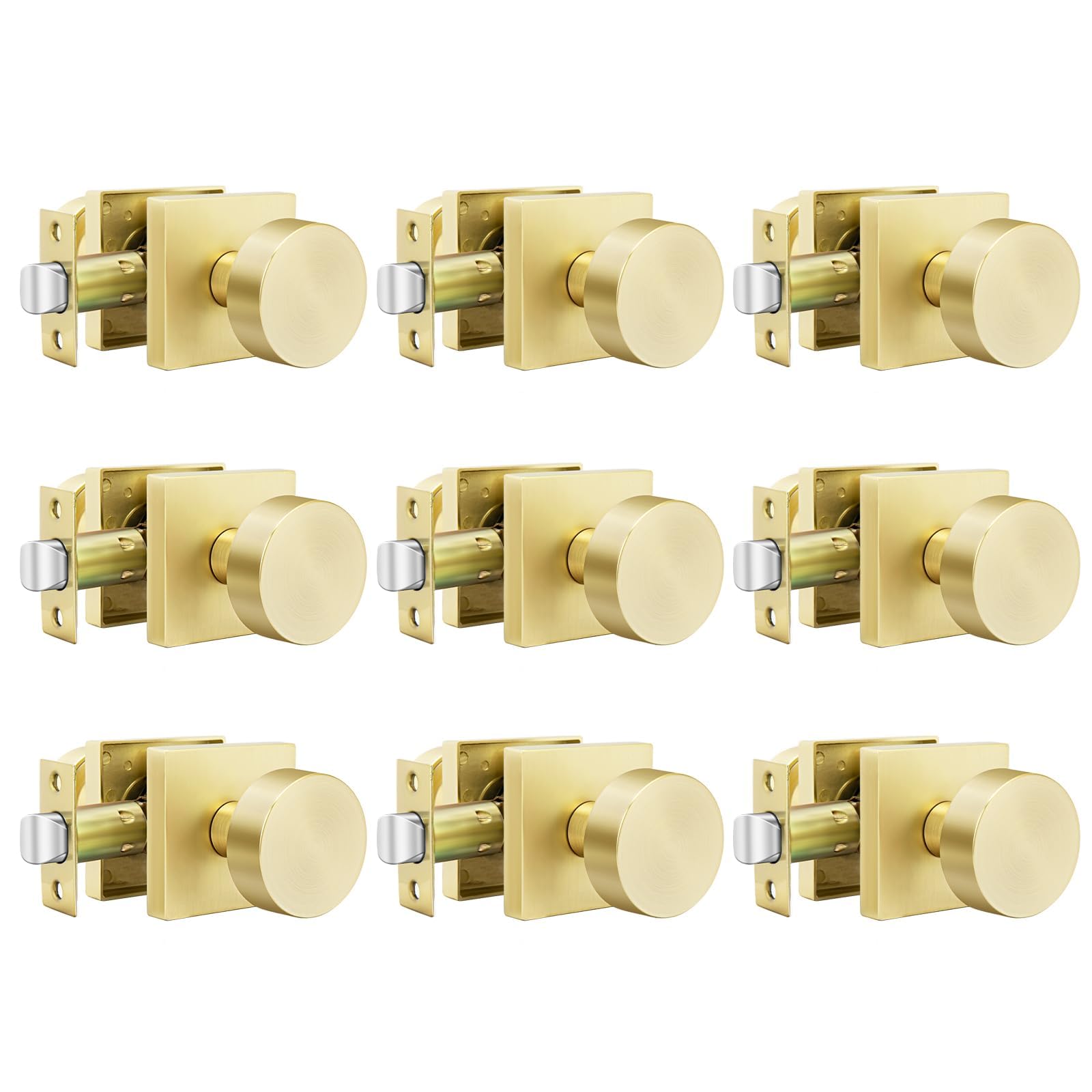 Gold Door Knobs - 6 Pack Zinc Alloy -15