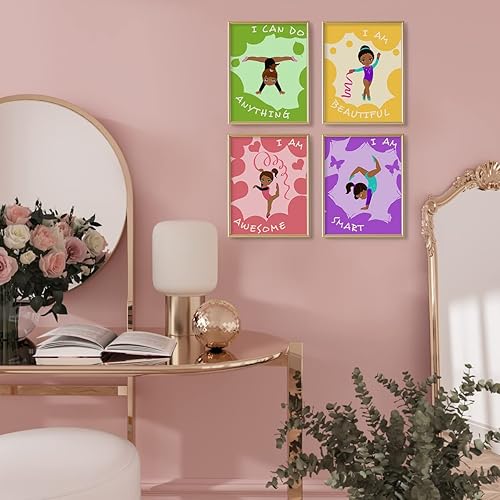 Miniatura 6 de African American Girl Wall Art - Gymnastics Bedroom Decor - Motivational Quotes for Daughter Room Decor - Gifts for Black Girl Wall Decor - Cute