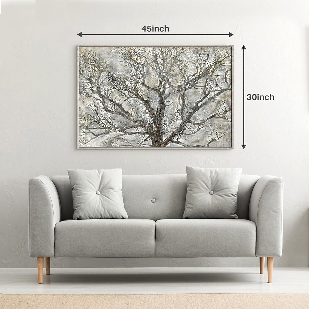 Abstract Tree Framed Wall Art: Teal Blue Blossom Tree Canvas Picture Hand Painted Nature Landscape Painting Modern Textured Artwork for Bedroom Living Room Home Office Abstract Tree Framed Wall Art: Teal Blue Blossom Tree Canvas Picture Hand Painted Nature Landscape Painting Modern Textured Artwork for Bedroom Living Room Home Office