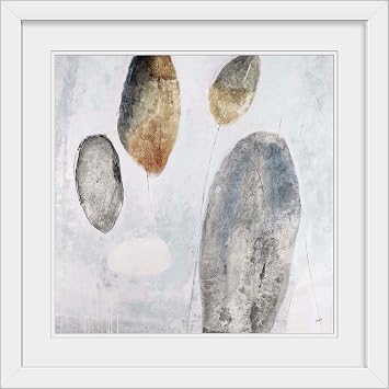 GREATBIGCANVAS Petoskey Stones II White Framed Wall Art Print, Home Decor, 12"x12"x1"