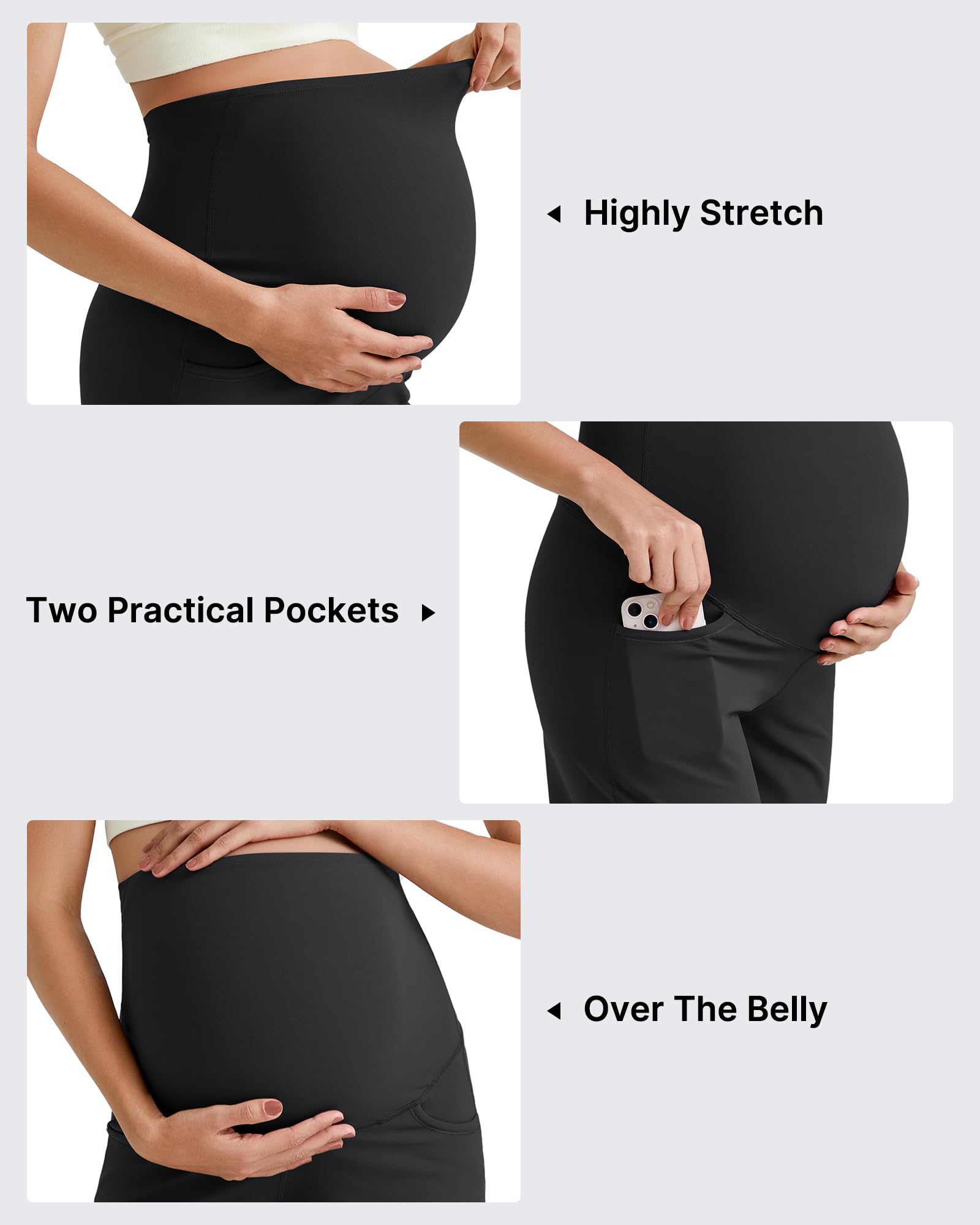 G4Free BareFeel - Pantaloncini premaman con tasche sopra la pancia, comodi vestiti estivi per la gravidanza