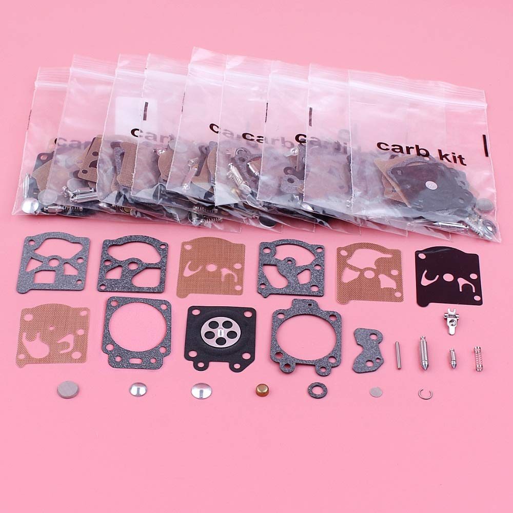 HAOHAO 10pcs / Lot del carburador reparación Kit de reconstrucción Compatible with Homelite 245 250 290 240 300 340 35 40 46 McCulloch Walbor K20 Wat