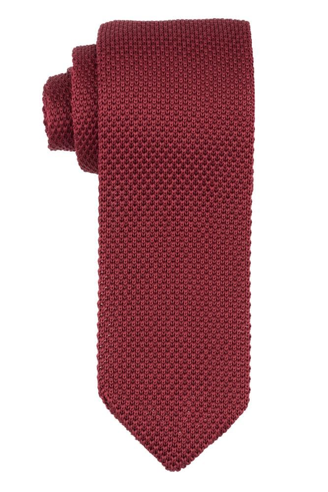 the tie hub Solid Burgundy Knitted Necktie For Men-picture-22