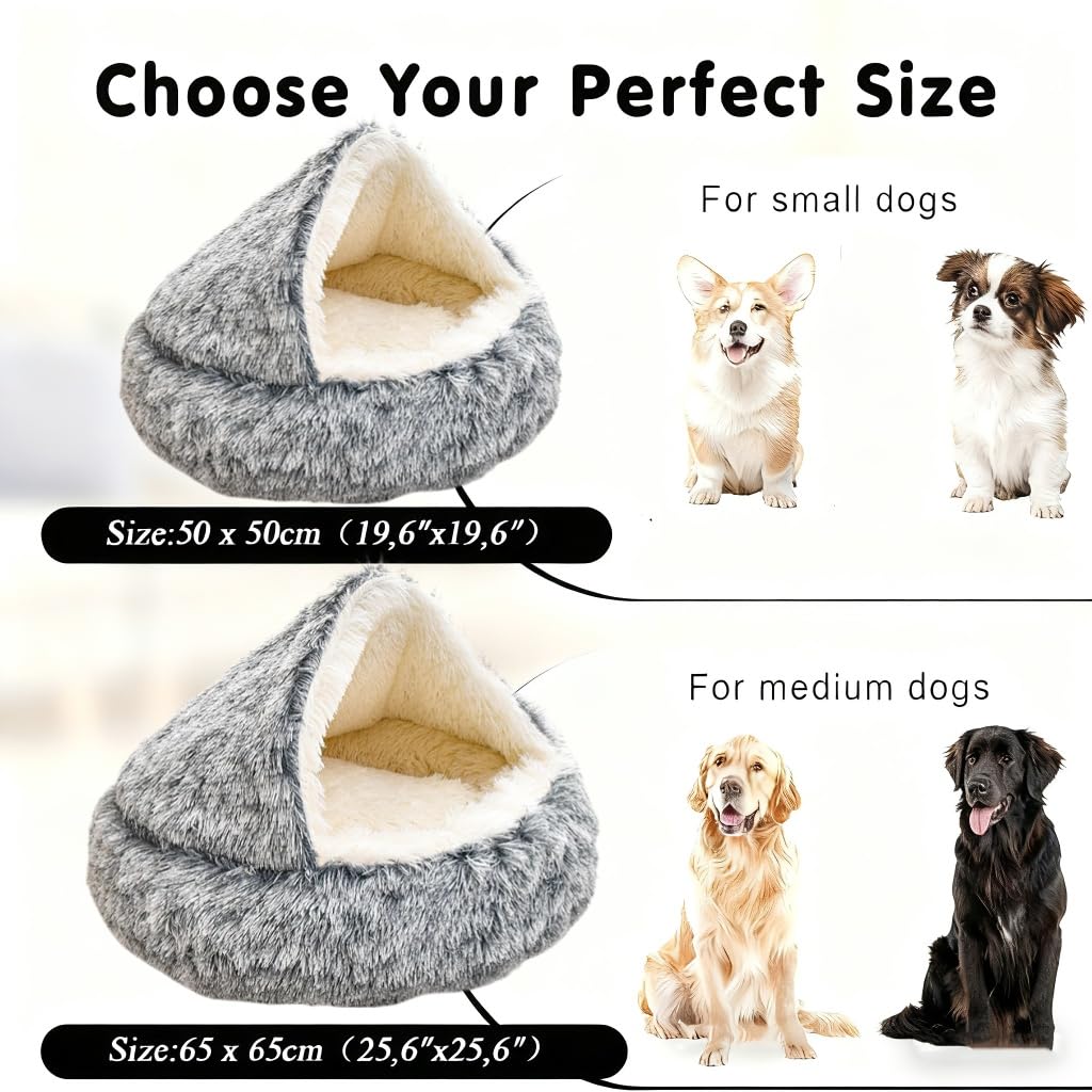 65cm Ø Cama de Felpa Calmante para Gatos y Perros Cueva de Cama de Gato Cama de Perro CóModo Y CáLida en Forma de Concha Sofá de Mascota Antideslizante para Gato Y Perros Medianos Pequeños