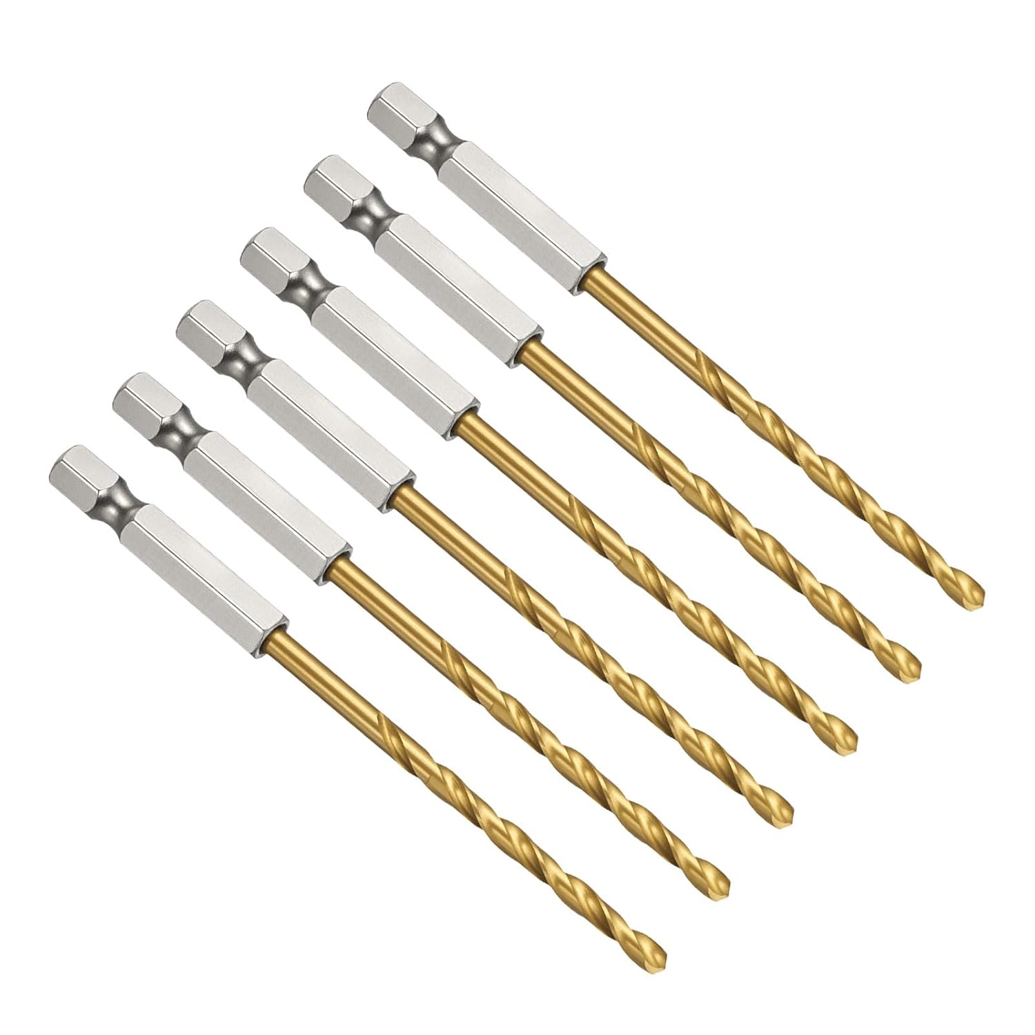 PATIKIL 9/64" Hex Shank Drill Bit, M35 Cobalt 5% High-Speed Steel Bits Quick Change Design for Impact Driver 135° Titanium for Stainless Steel Hard Metal - 6 Pack