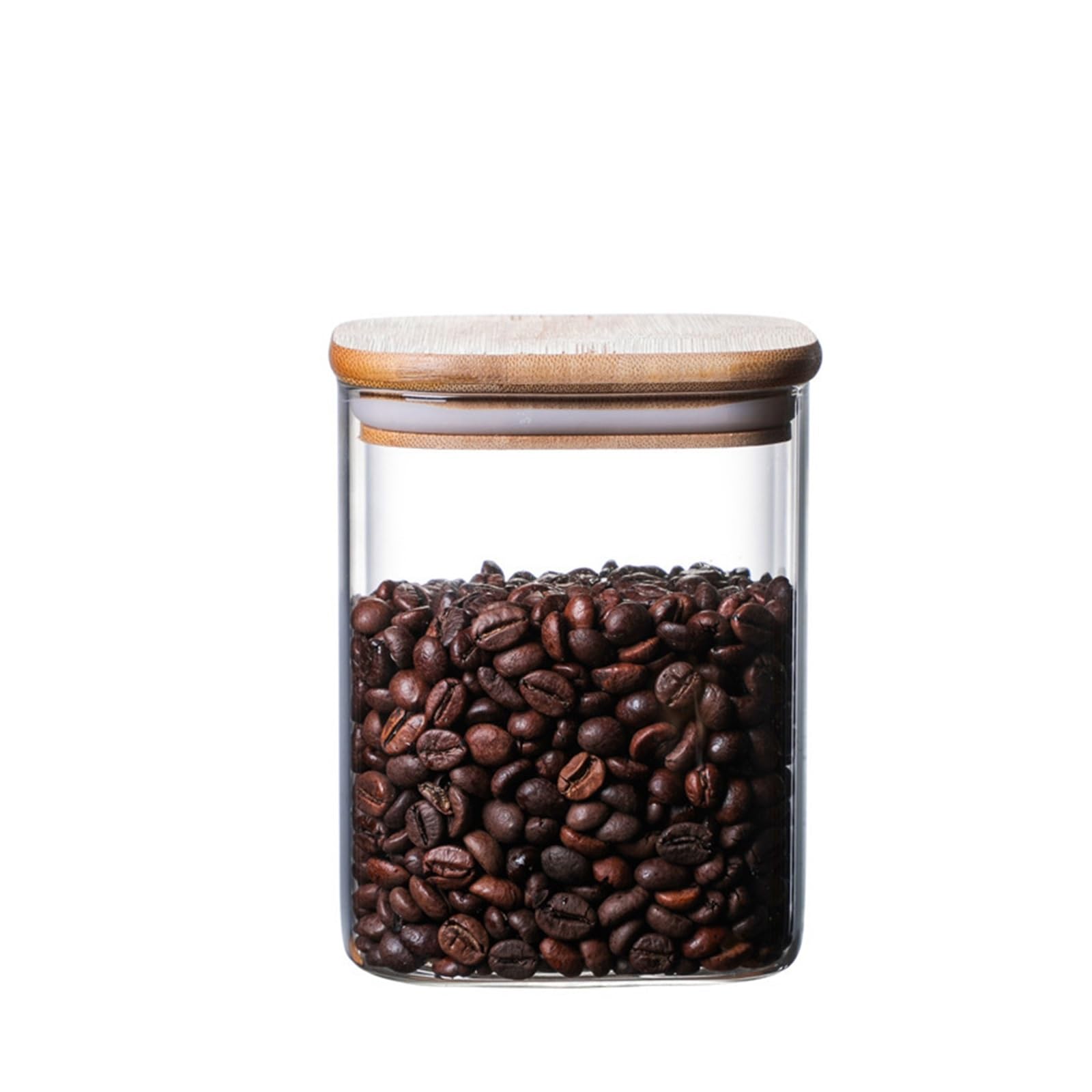 HYFEUOKF Square Glass Storage Jar Grain Airtight Bottle Household Tea Canister(10 * 12cm)