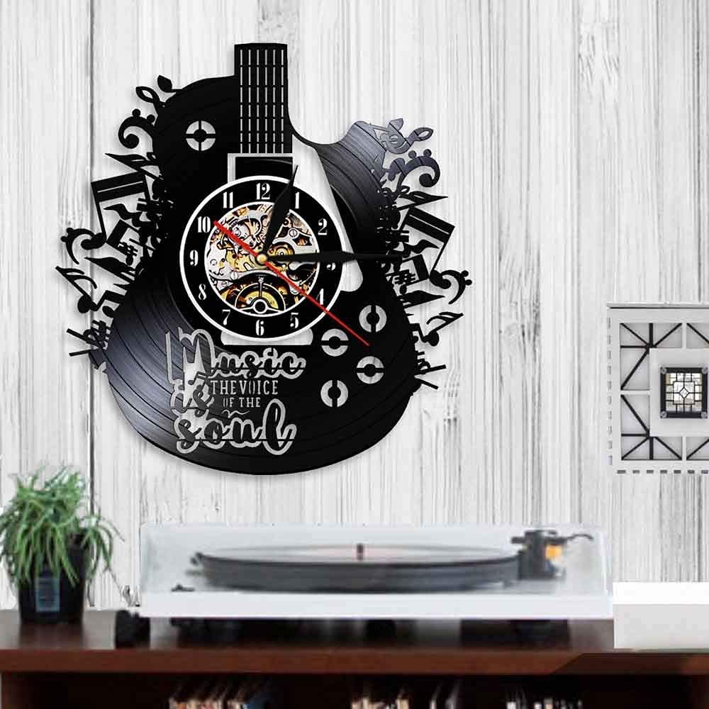 Orologio da Parete in Vinile con LED, Musica Rock, Chitarra Rock Band Musica Arte silenziosa, Decorazioni per la casa, miglior Regalo per Lui e per lei - Uomo, Donna, Fidanzato e Fidanzata