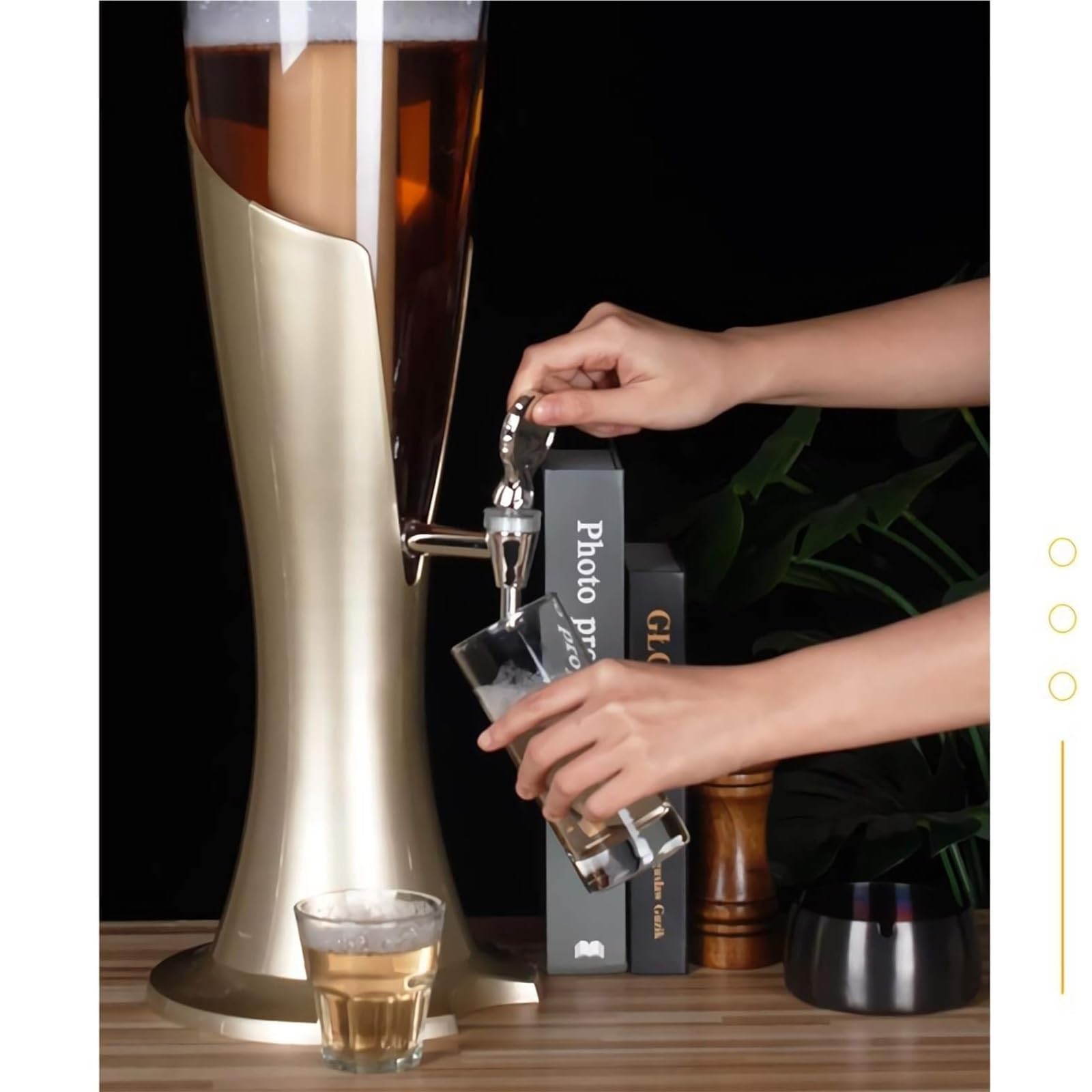 Dozownik napojów 1,5 l / 3 l, wieża piwa, dozownik napojów z czopem i rurką lodową, na imprezy, bary, puby, plastikowa wieża piwna z kolorowymi światłami (żelowy, 1,5 l)