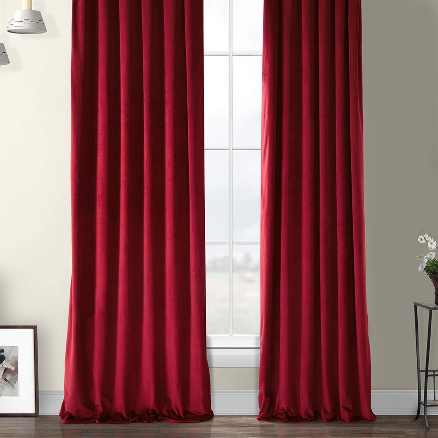 Exсluѕіvе Dіѕсоunt 70% Prісе HPD Half Price Drapes VPYC Heritage Plush Velvet Curtain (1 Panel), 50 X 96, Cinema Red